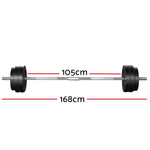 Everfit 58kg Barbell Set Weight Plates Bar Lifting Bench 168cm FIT-K-BB-SET-50KG