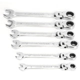 6Pcs Flexible Head Multi functional Ratchet Conination Spanner Wrench 8-17mm Repair Tools Set V1294-YM0722-JY04703