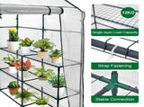 Greenhouse Walk-In Tunnel 3 Tier Planting Shelves 143x143x195cm Strong Stability with PE Cover V985-GREENHOUSE2