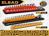 ELEAD 2Pc 1/4" Magnetic Socket Organizer Set SAE & Metric Holder Storage Tray V465-70034