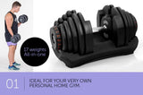 2x 40kg Powertrain Adjustable Dumbbells Home Gym Set DMB-BF2-040-2