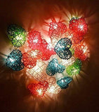 20 Rainbow 3D Hollowed Rattan Heart-Shaped 3M String Fairy Lights, Battery Indoor & Outdoor V382-RBWHRTRATTBATT20