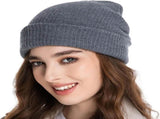 100% Merino Wool Beanie Hat for Women Men, Cuffed Knit Warm Winter Hats,Slouchy Beanies Fisherman V1258-DP02-F-568