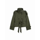 Women'S Cropped Trench Coat Double Breasted Short Jacket High Collar Fall Winter Coats Trendy Outfit V1370-AZ4-10427