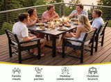 Gardeon 7 Piece Outdoor Dining Set Patio HDPE Table and Chairs Garden Furniture FF-DINING-7HDPE-BK-AB