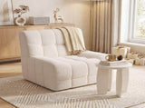 Artiss Single Boneless Sofa & Round End Table Set White SBED-COF-TED-BG