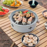 1 Piece Round Charcoal Grill Stove, Multifunctional Stainless Steel Portable BBQ for Outdoor Camping V1189-LC-HW-00327