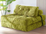 Convertible Folding Sofa Bed Pumpkin Design Corduroy Fabric Two-in-One Lounger for Living Room V1341-ZY-6W9GCNLV-GREEN