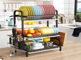 Dish Drying Rack 3 Tier Large Capacity Kitchen Storage with Utensil and Cutting Board Holder V178-36116