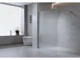 80cm Reeded Glass Shower Screen with Gold Wall Channel and Round Pole V63-919551