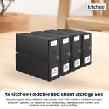 4x Kitchee Foldable Bed Sheet Storage Box - Linen and Closet Organiser Black V238-SUPDZ-41188865409104