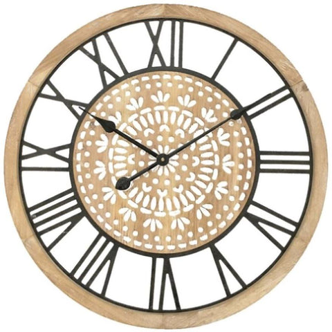 XL Carved Industro Hamptons Wall Clock 60cm V637-11741CLK