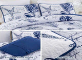 Navy Blue Coastal Aura Bedspread Coverlet 3 Piece Set V745-AC081124Q13U