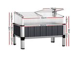 Green Fingers Raised Garden Bed x2 80x49x74cm Greenhouse Planter Box Galvanised Herb GARDEN-ALU-80-ROOFX2