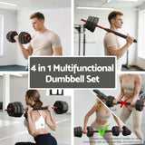 Everfit 40kg Adjustable Dumbbell Barbell Set Weight Plates Home Workout FIT-M-DBS-40KG-AB