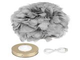 Feather Table Lamp USB Type C 5V Touch Control Stepless Dimming LED Table Lamp for Bedroom Cafe Grey V1294-YM0703-3119230061414