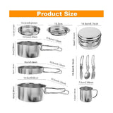 11 Piece Stainless Steel Camping Mess Kit V1370-AZ4-07897