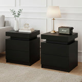 Artiss 2X Bedside Table 2 Drawers Lift-up Storage Black FURNI-O-BS-02-BKX2