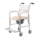 Mobile Shower Toilet Commode Chair Bathroom Aluminum Bedside Footrest Wheelchair V201-GBA0581WH8AU