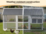 i.Pet Chicken Coop Large Outdoor Rabbit Hutch Chook House Hatch Box With Run Grey White PET-CH-P213-GR-AB
