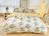 4-Piece Elegant Yellow Bouquet Printed Soft-Touch Brushed Bedding Set for 1.8M Bed 200 x 230 CM V888-ELOSUNG49418