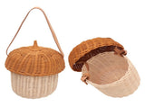 Kids Rattan Storage Basket Hand Woven Decorative Acorn Shaped Basket Bag for Boys Girls Photography V1294-YM0703-3115230034712