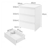 Levede Bedside Table Side Table 3 Drawers Storage Nightstand Bedroom Cabinet NI1081-WH-AU