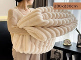 Luxury Rabbit Fleece Double Blanket Soft Flannel Milk Fleece Home Office Throw Off White 200230cm V1221-XM-LB5574-ZS195