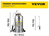 3.5Gal Stainless Steel Sprayer,l Set 20" Wand& Handle& 3FT Reinforced Hose, Hand Pump Sprayer V952-PWQBXG12L00000001V0