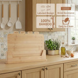 CARLA HOME Bamboo Cutting Board Set with Stand, 4 Pieces for Kitchen V178-36480