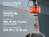 3-in-1 Electric Hoist Winch, 700 kg Capacity, 1500W Portable Power Winch Crane, 7.6 m Lifting V952-CGGGKBXSDDHL17XY4001V3