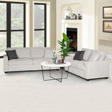 Milano 3-2 Seater Sofa Set Polyester Fabric Multilayer Two Pillows Attached Individual Pocket Spring V43-SET-MLN-3S-2S-GR