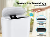 Devanti Automatic Trash Bin with Lid 25L Motion Sensor Kitchen Bin Touchless Garbage Can Plastic SB-F-25L-WH