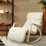 Artiss Rocking Armchair Footrest Nursing Beige Afton ARMCHAIR-10-BEIGE