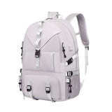 Grey Large Capacity Travel Backpack - Waterproof Polyester Hiking Rucksack with Shoe Compartment and V888-ELOSUNG56189-2
