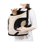 Versatile Front-Facing Pet Carrier Backpack with Breathable Mesh and Safety Leash for Small Cats and V1341-ZY-GNPC67UX-BEIGE