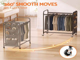 Artiss Pants Trolley Mobile Clothes Rack Clothing Stand with 30 Hangers Wheels Storage Organizer Bag HANGER-B-14-WHEEL-BK