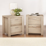 Artiss 2x Bedside Table 2 Drawers - MAXI Pine FURNI-N-MAXI-BS01-WDX2