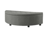 Artiss Storage Ottoman Bench Linen Fabric Tufted Half Round Footstool Grey OTM-D-HARO-FB-GY