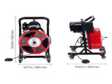 Drain Cleaner Machine 15m x 13mm, Manual Feed Sewer Snake Auger on Wheels - with 4 Cutters & V952-SDJJKLSGDSTJWGUIY002V3