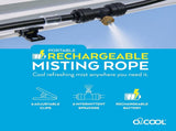 Rechargeable Outdoor Misting Rope, Up to 25 FT 6 Mister Nozzles, NO Water Hose or Power Source V1258-DP02-C-936