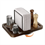 Napkin Holder for Table, Rotating Metal Napkin Dispenser with Salt and Pepper Shakers Caddys V1370-AZ4-10338