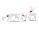 3pcs Lighted Christmasation Deer Home Warm White Light Iron LED Reindeer Family Set Tabletop V1294-YM0710-3115230130011