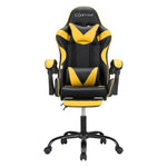 Artiss 2 Point Massage Gaming Office Chair Footrest Yellow MOC-GC-2P-BK-YL