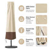 Patio Umbrella Cover Beige Brown, 600D Oxford Outdoor Umbrella Protective Cover, Water-Resistant V1107-126-18453-BEG