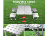 Weisshorn Folding Camping Table Outdoor Picnic BBQ With 2 Bench Chairs Set CAMP-B-T-MDF-85