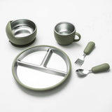 5-Piece Set - Children's Plate - Baby Plate in Stainless Steel - BPA-Free - Non-Slip - Unbreakable V1188-MS-313-0045