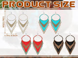 4 Pcs Long Beaded Tassel Earrings Bohemia Colorful Native Handmade Statement Fringe Drop Earrings V1188-CYX-LHJ-827