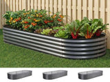 Green Fingers 3 Pcs Raised Garden Bed Kit Oval Galvanized Steel Planter Boxes 160x80x42cm, Heavy GARDEN-OVAL-1608042X3
