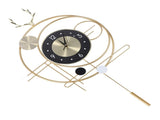 Wall Clock Living Room Decor Metal Deer Horn Swinging Gold Pendulum Geometric Wall Clock Decor V1294-YM0901-3115240035311